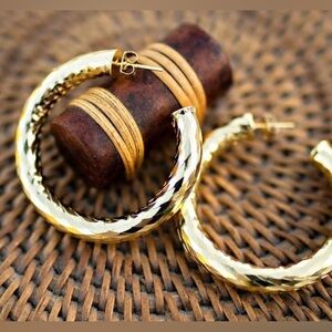 Jasmine gold fill 2” diameter post back hoop earrings.  NWT